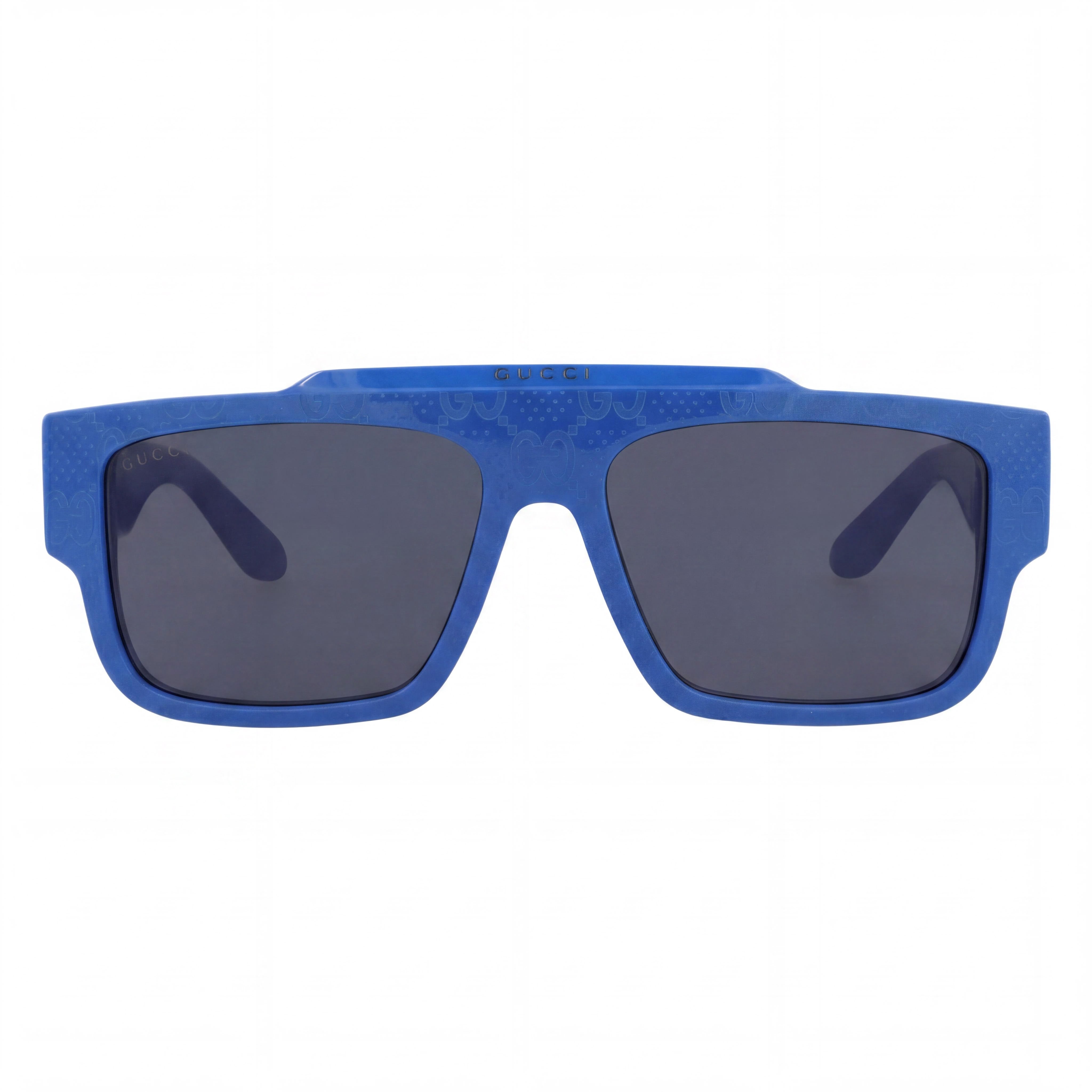 Gucci Men's Square/Rectangle Sunglasses with Blue Recycled Acetate Frame & Grey Blue Lenses 56mm, Photo 2