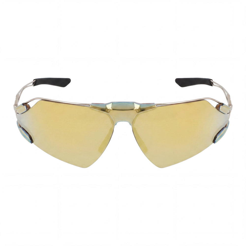 Nike NIKE ZEUS EDGE EV24030 Men’s Titanium Gold / Gold Mirror Sporty Sunglasses 76mm