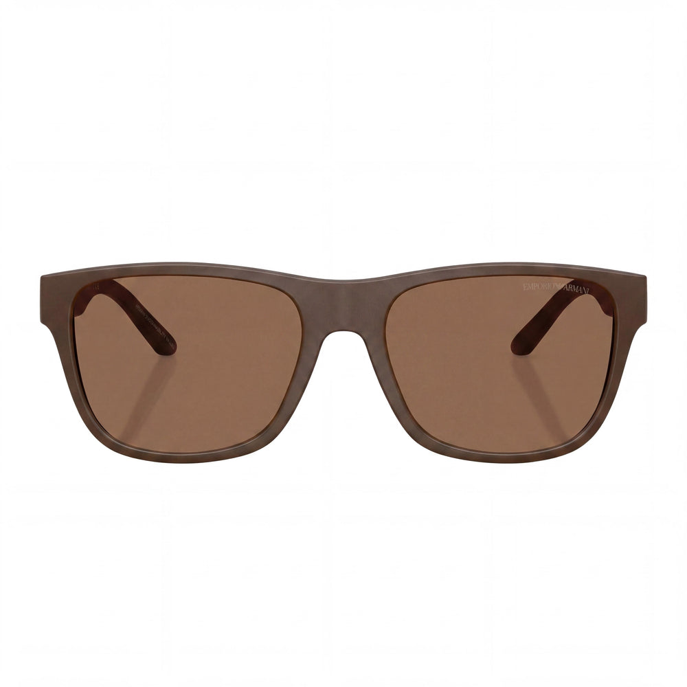 Gafas de sol Emporio Armani Ea4243 para mujer, montura de plástico marrón mate, lentes de plástico marrón oscuro, 56 mm