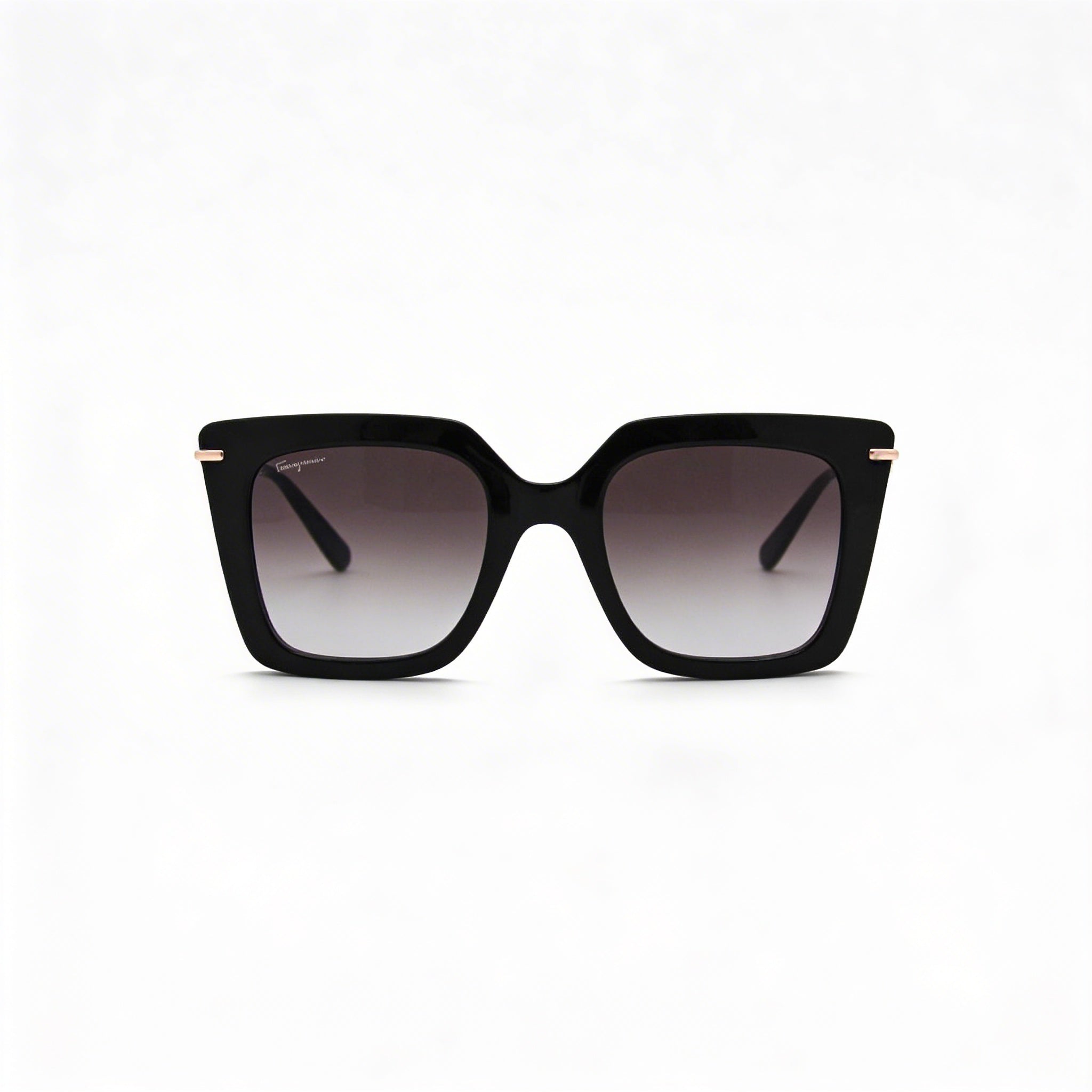 Gafas de sol Ferragamo Modern para mujer, montura de acero de aleación negro, lentes degradadas grises, 51 mm, Photo 2