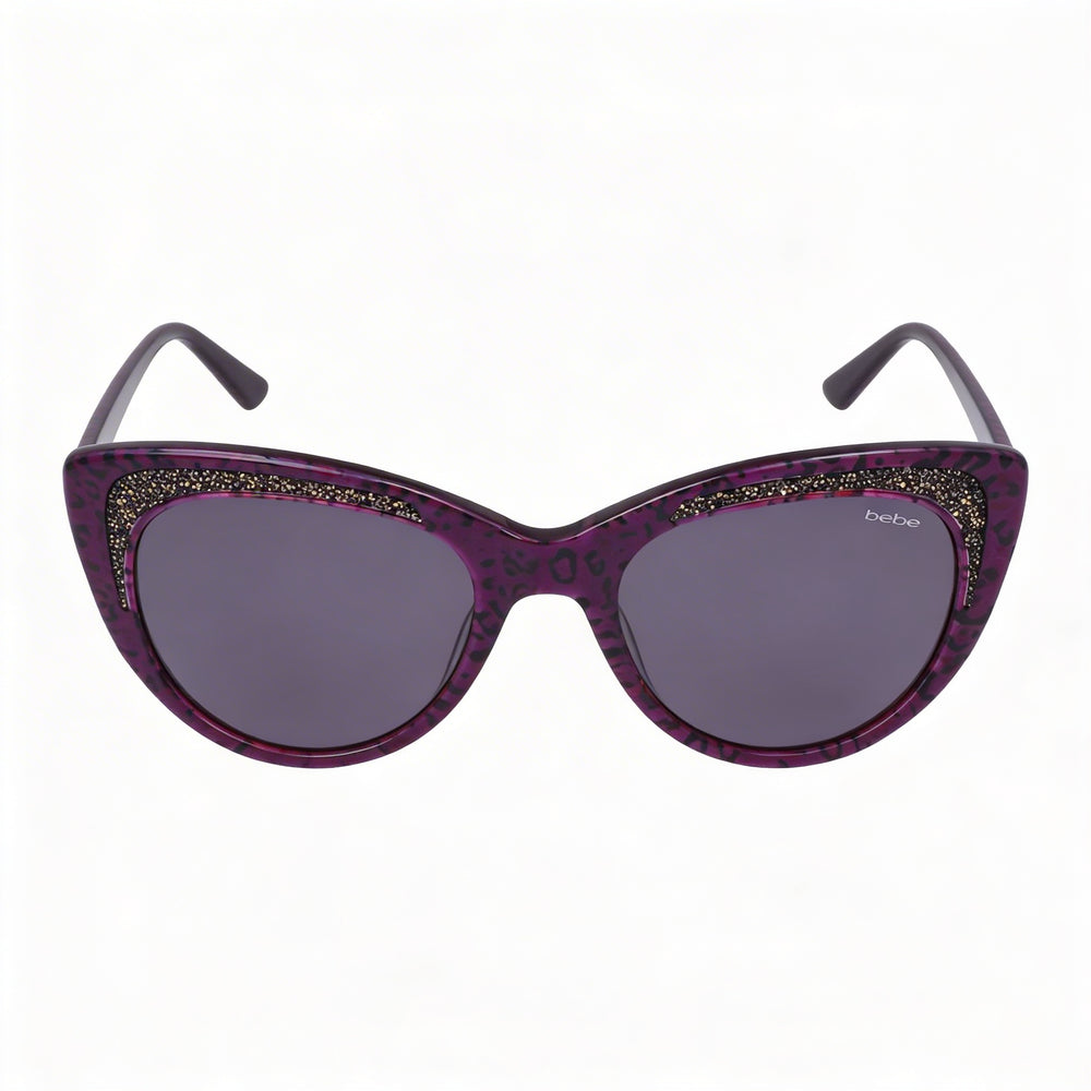 BEBE Classic Women's Animal Plum Acetate Frame 100% UV Protection Polycarbonate Multicolor Lens Sunglasses 55mm