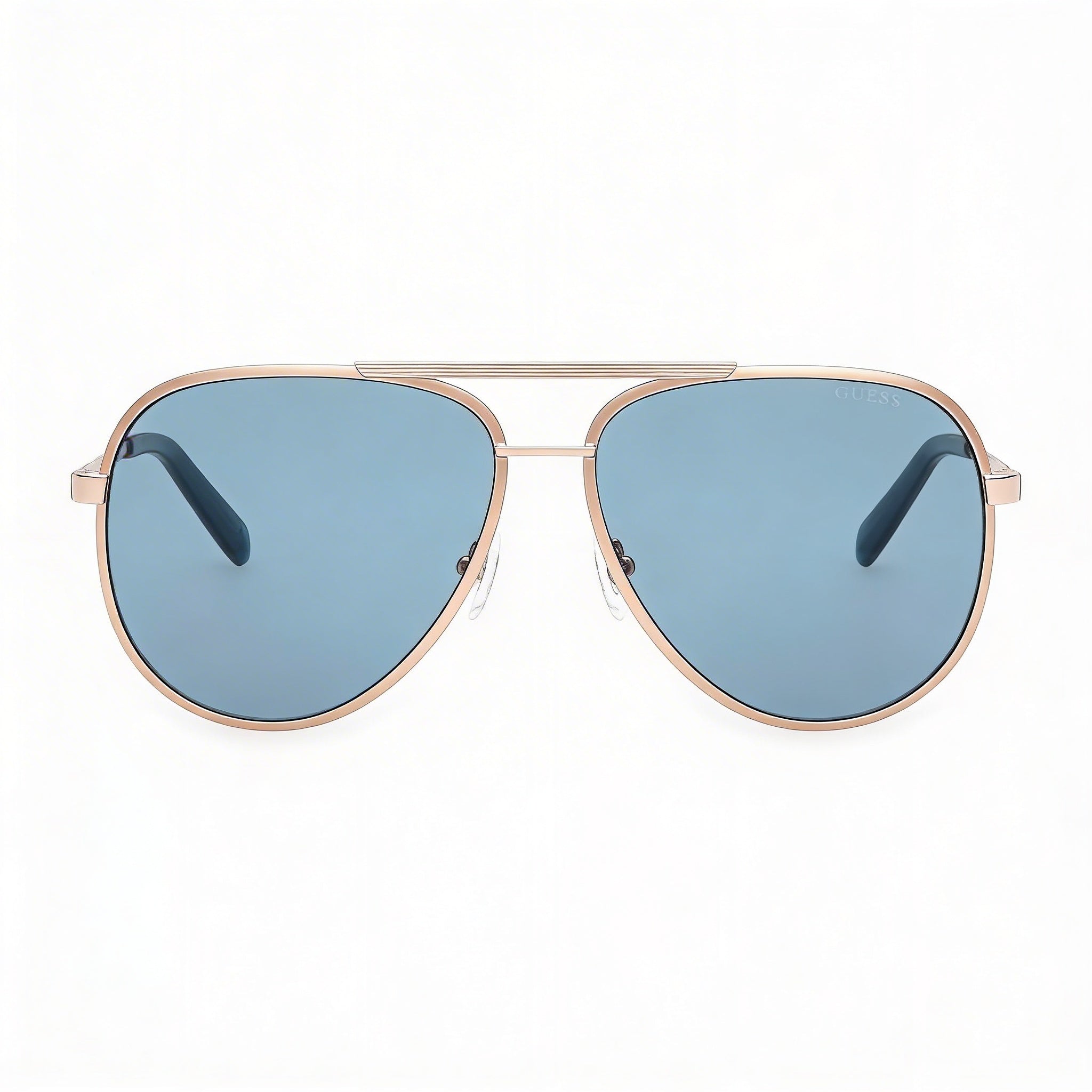 Gafas de sol Guess de aviador a rayas para mujer, montura dorada pálida, lentes azules, protección UV, 61 mm, Photo 2