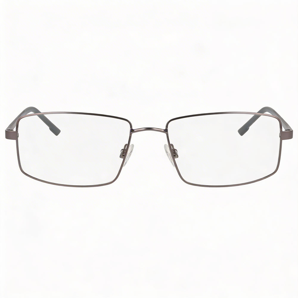 Gafas ópticas Flexon H6085 para hombre con montura de metal, color plomo mate, lentes de policarbonato transparente, 55 mm
