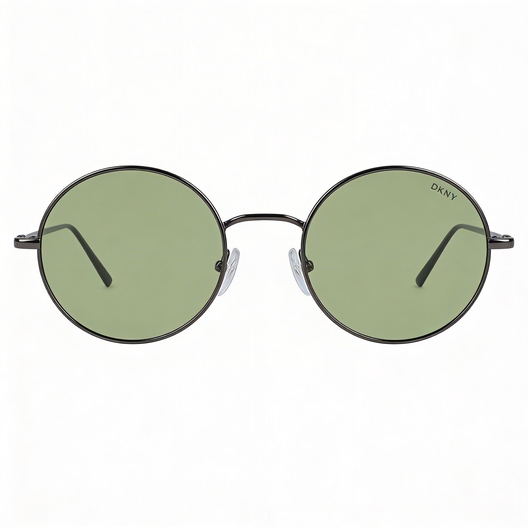 DKNY Women’s Round Sunglasses Plastic Frame UV Protected Non-Polarized Gunmetal Green 47-19-135, Photo 2