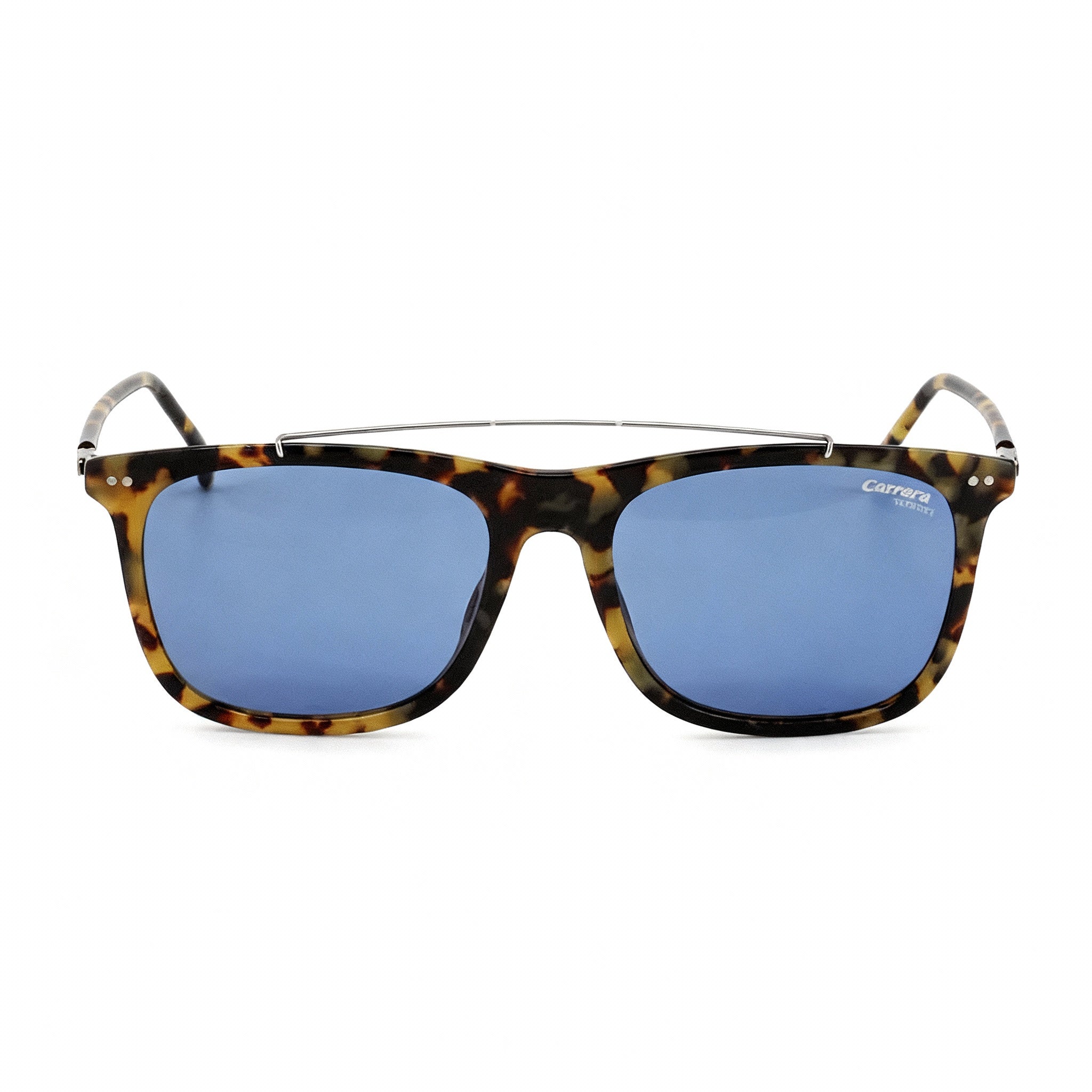 Carrera Men's 150/S Rectangular Acetate Sunglasses, Havana Ruthenium Blue Frame, Blue Avio Non-Polarized Lenses 55mm