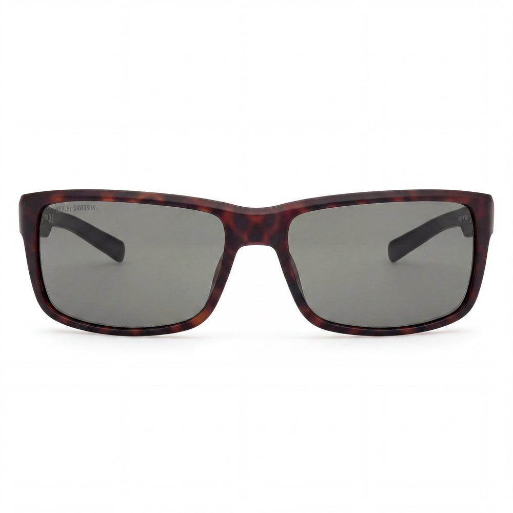 Gafas de sol polarizadas rectangulares Harley-Davidson para hombre HD00022 negras habana verde con protección UV ahumada de 63 mm