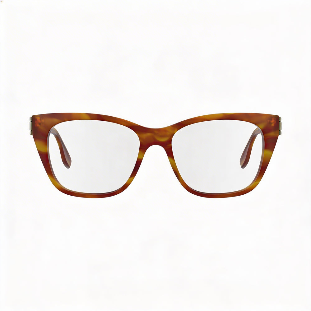 Victoria Beckham Women's Modern Acetate Frame Eyewear with Non-polarised Polycarbonate Lenses, Striped Blonde Havana, 52mm