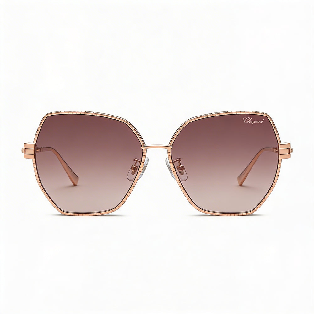 Chopard SCHL28M Casual Women's Shiny Copper Gold Titanium Sunglasses Brown Gradient Violet UV Protected Lenses 59-15-135