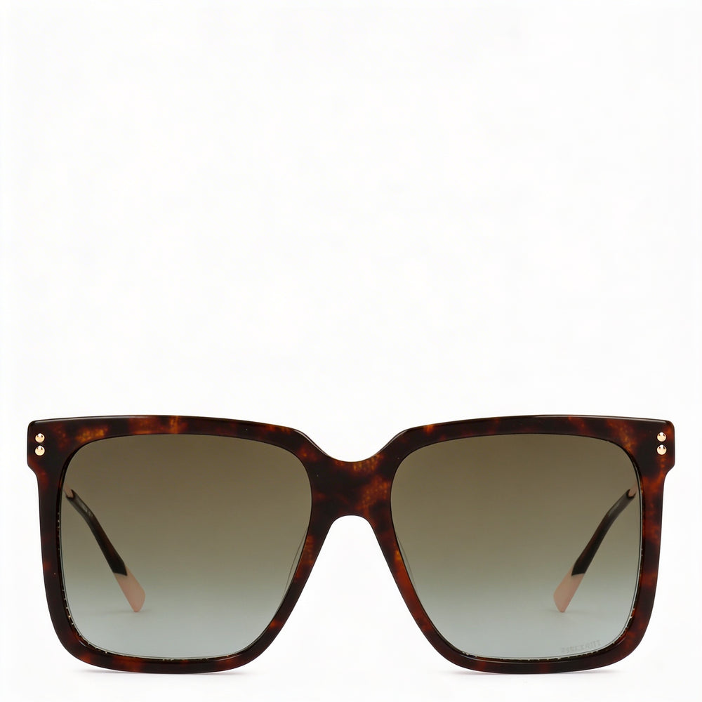 Gafas de sol clásicas Missoni para mujer, acetato carey oscuro, lentes degradadas marrones, 100% protección UV, 57mm