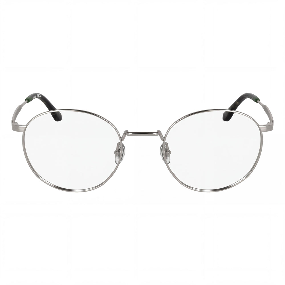 Gafas Lacoste Casual L2308 unisex redondas de metal de montura completa en color gris plomo claro, ancho de lente 51 mm