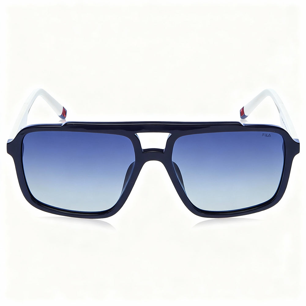 Fila SFI460 Navigator - Montura azul completa para hombre, lentes de triacetato de celulosa en degradado azul, no polarizadas, con protección UV, 57-16-145