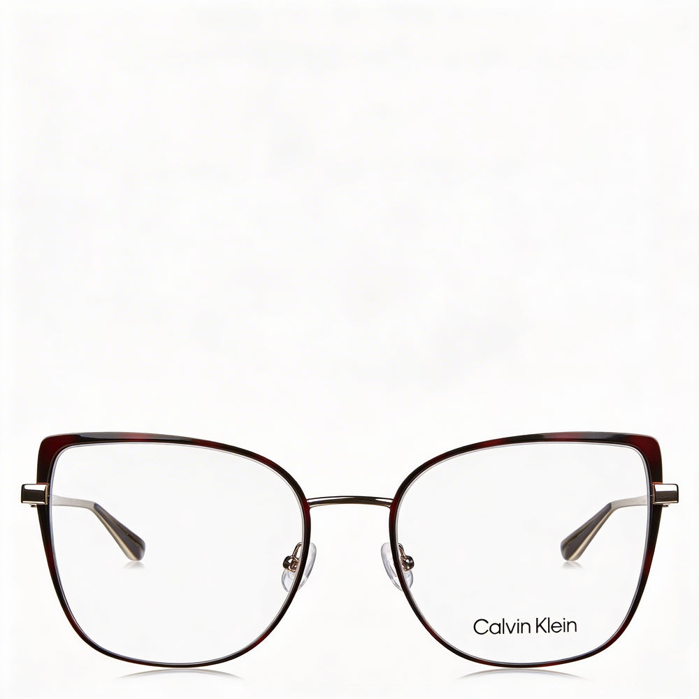 Gafas unisex Calvin Klein Ck22101 con montura metálica de ojo de gato de montura completa en havana oro (54-19-140)