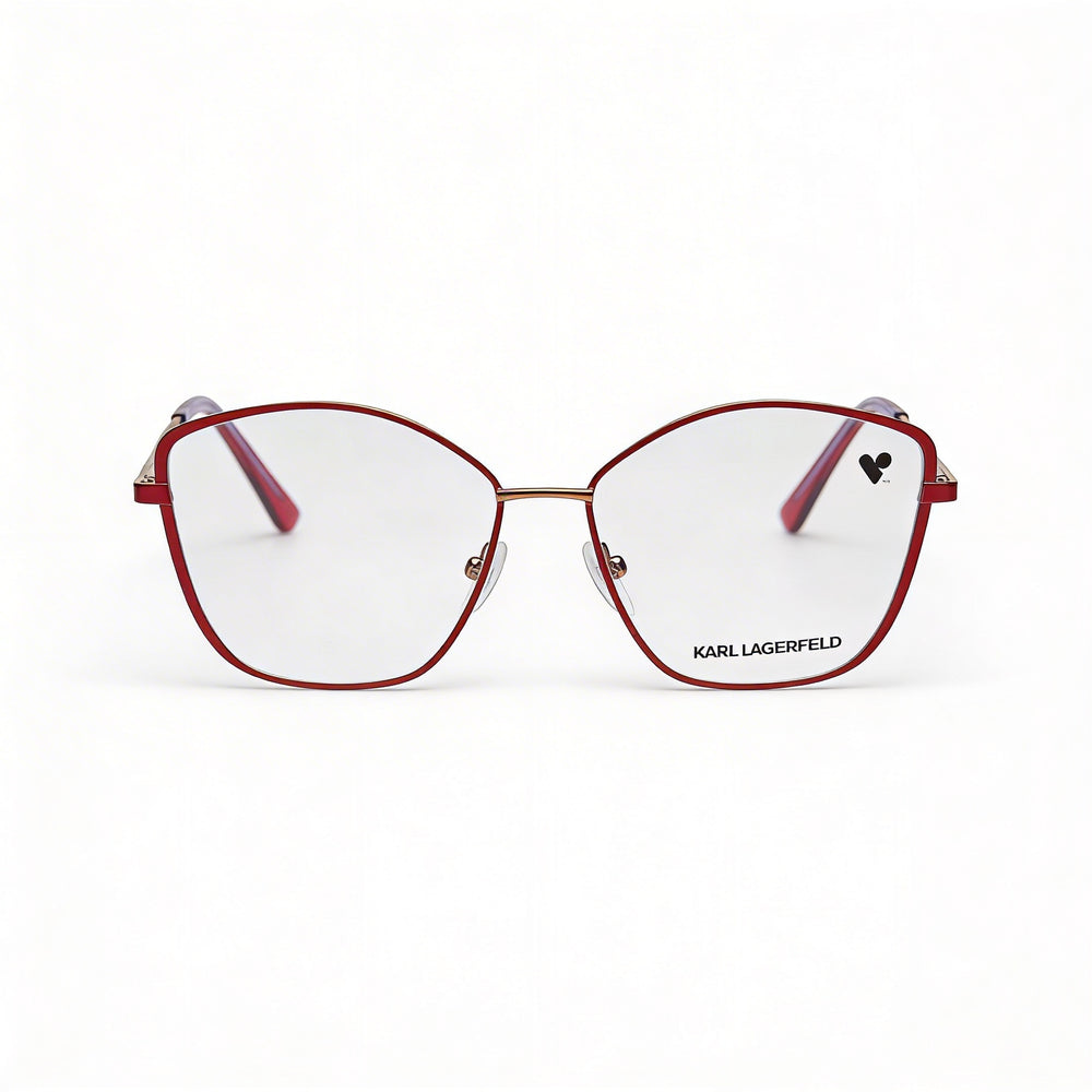 KARL LAGERFELD KL345 Gafas Ópticas Metálicas Rojas de Estilo Casual para Mujer, Talla 54-15-140mm