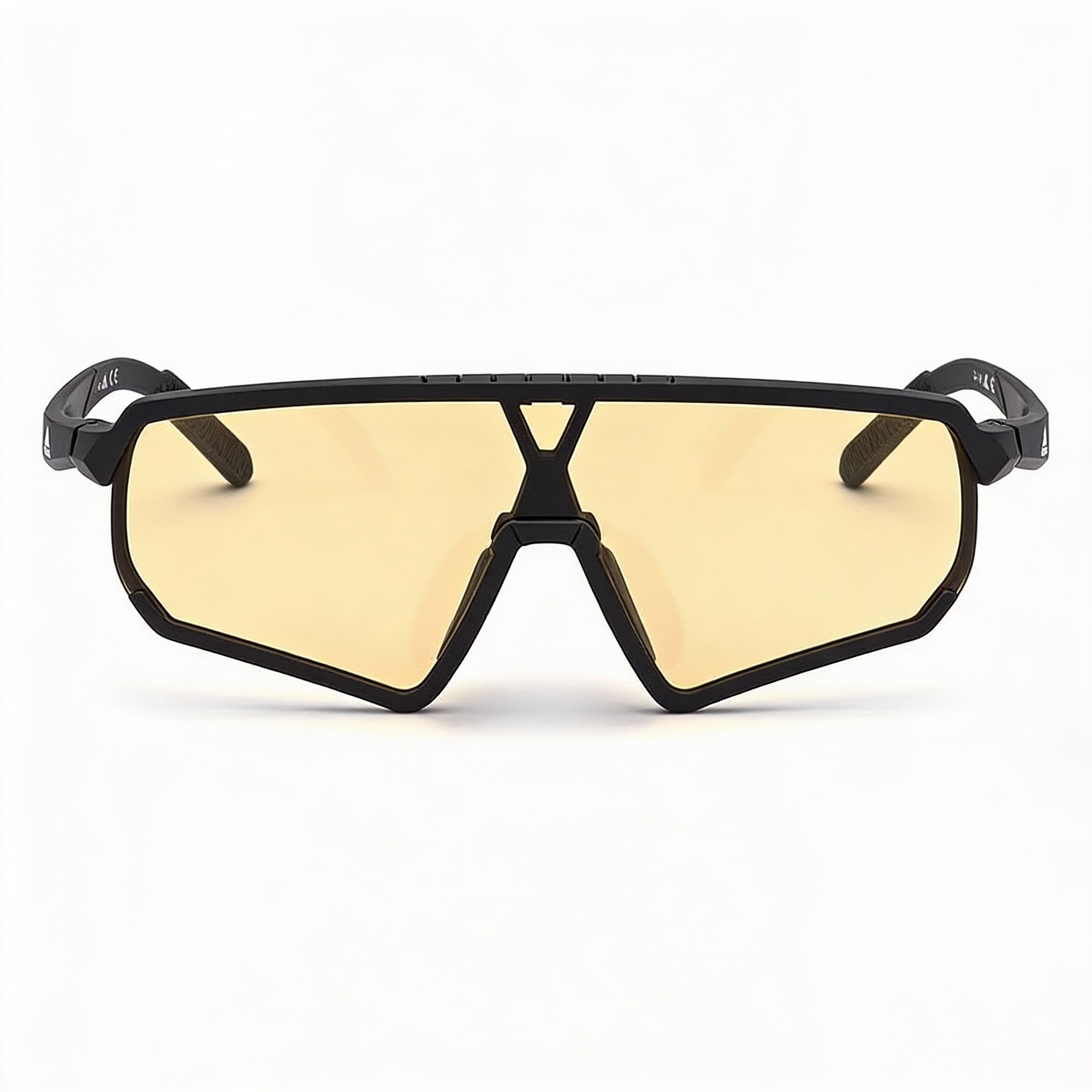 adidas Contemporaneo Sunglasses for Men Matte Black Plastic Shield Yellow Grey UV Protection 59, Photo 2