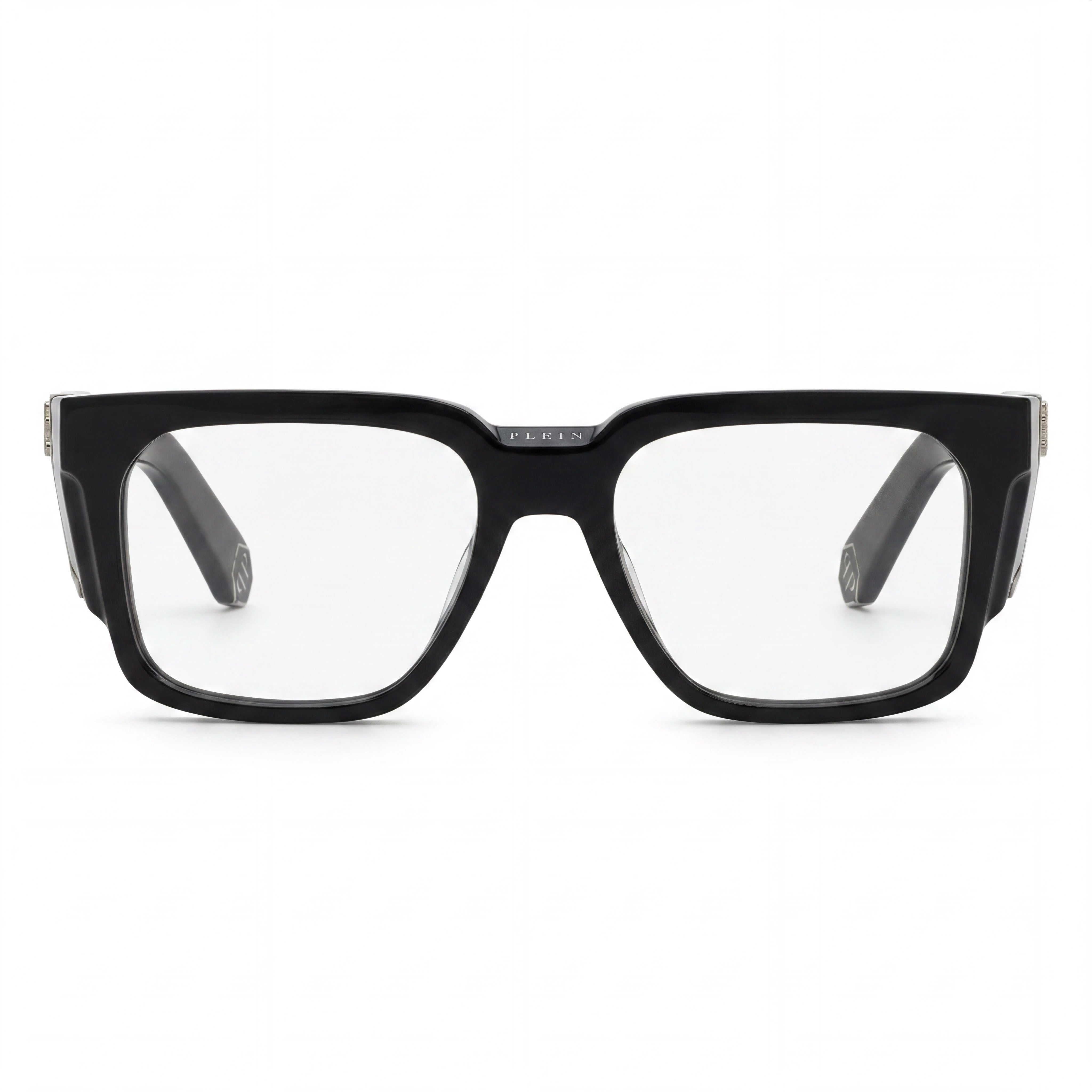 Gafas de acetato negro brillante Philipp Plein Vpp141m para hombre, lentes de 54 mm, puente de 18 mm, patillas de 145 mm, Photo 2