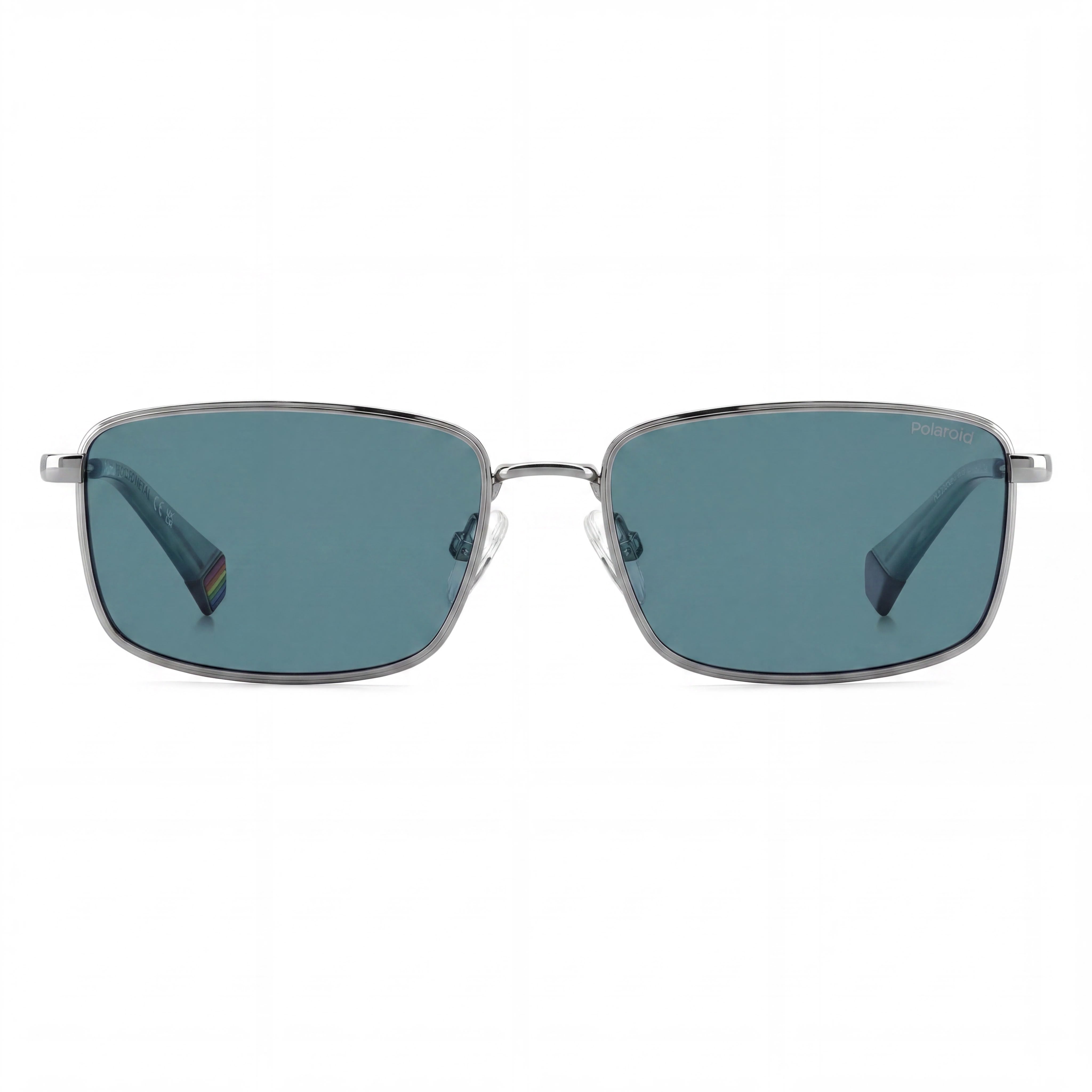Polaroid 2073646LB56C3 Casual Unisex Rectangular Metal Polarized 100% UV Protection Sunglasses Multicolour Frame Blue Polarized Lens 56-17-145, Photo 2