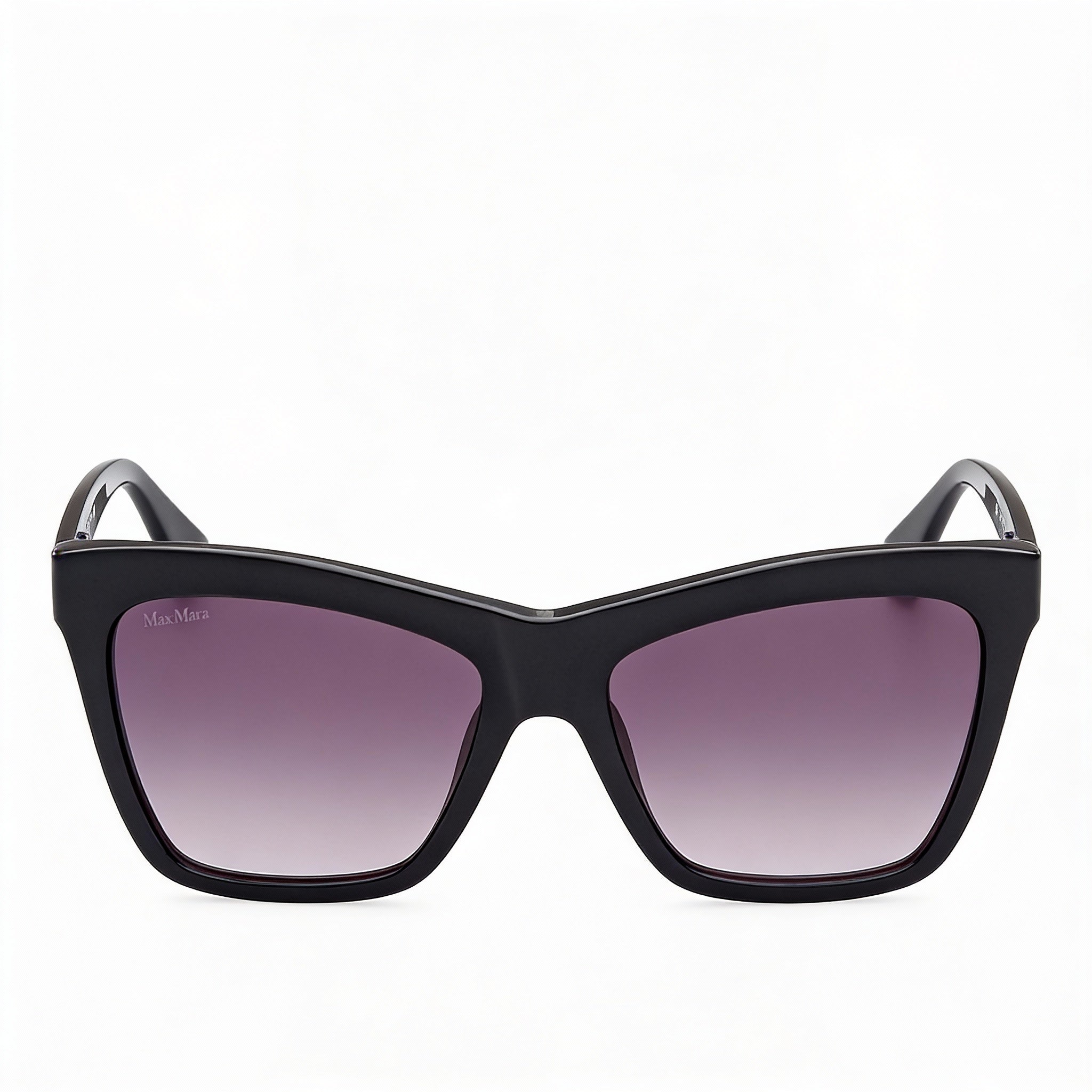 MaxMara Mm0008 Logo2 Unisex Plastic Sunglasses, UV Protected, Shiny Black/Pale Gold, Gradient Smoke Lens, 55mm, Photo 2