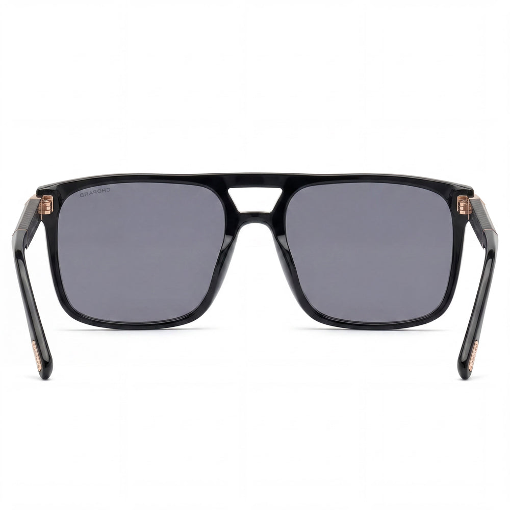Gafas de sol Chopard Sch311 para hombre, marco de acetato-metal negro brillante, protección UV, 59 mm