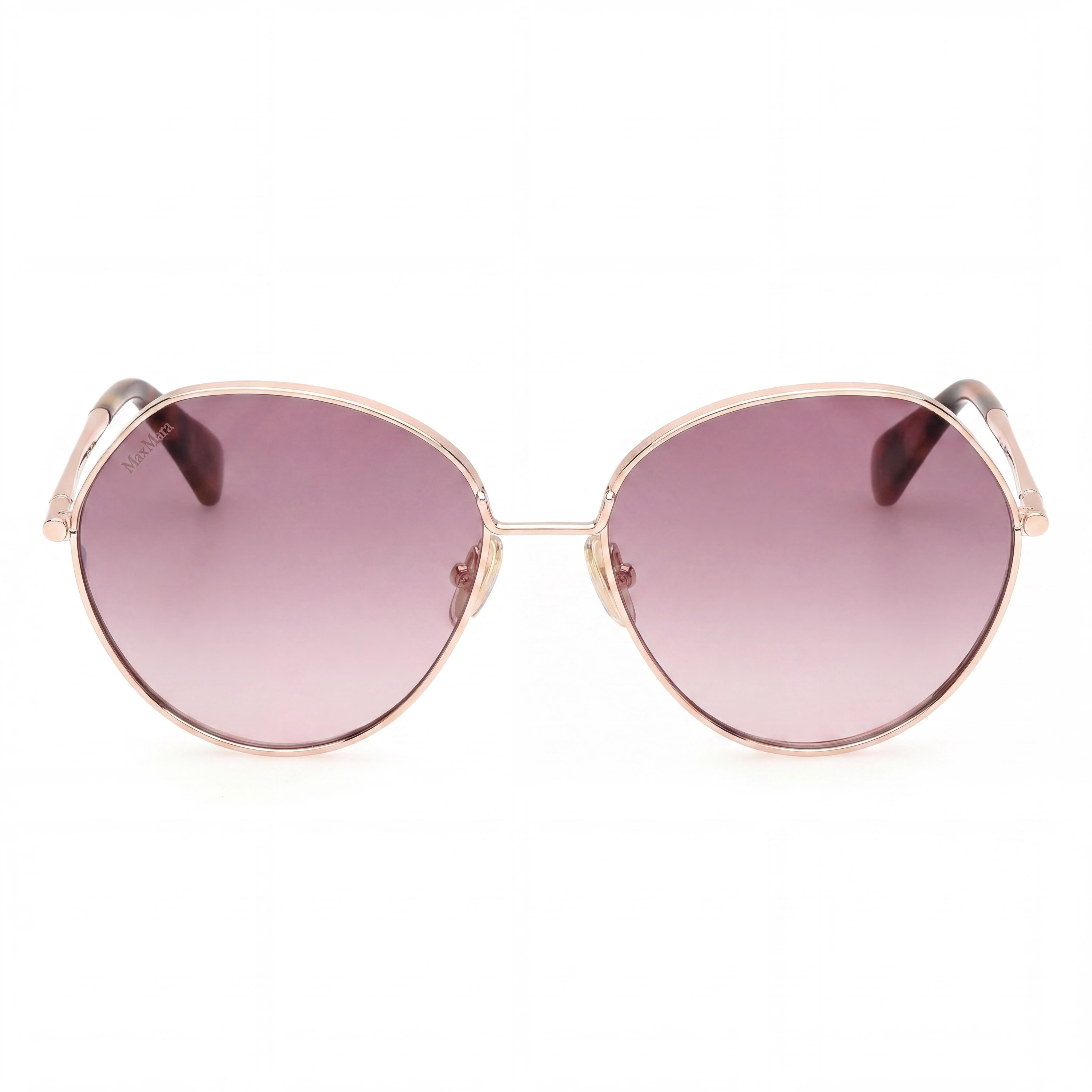 MaxMara Mm0096 Women's Acetate Frame Shiny Rose Gold Polycarbonate Eyeglasses Lens Width 57mm, Photo 2