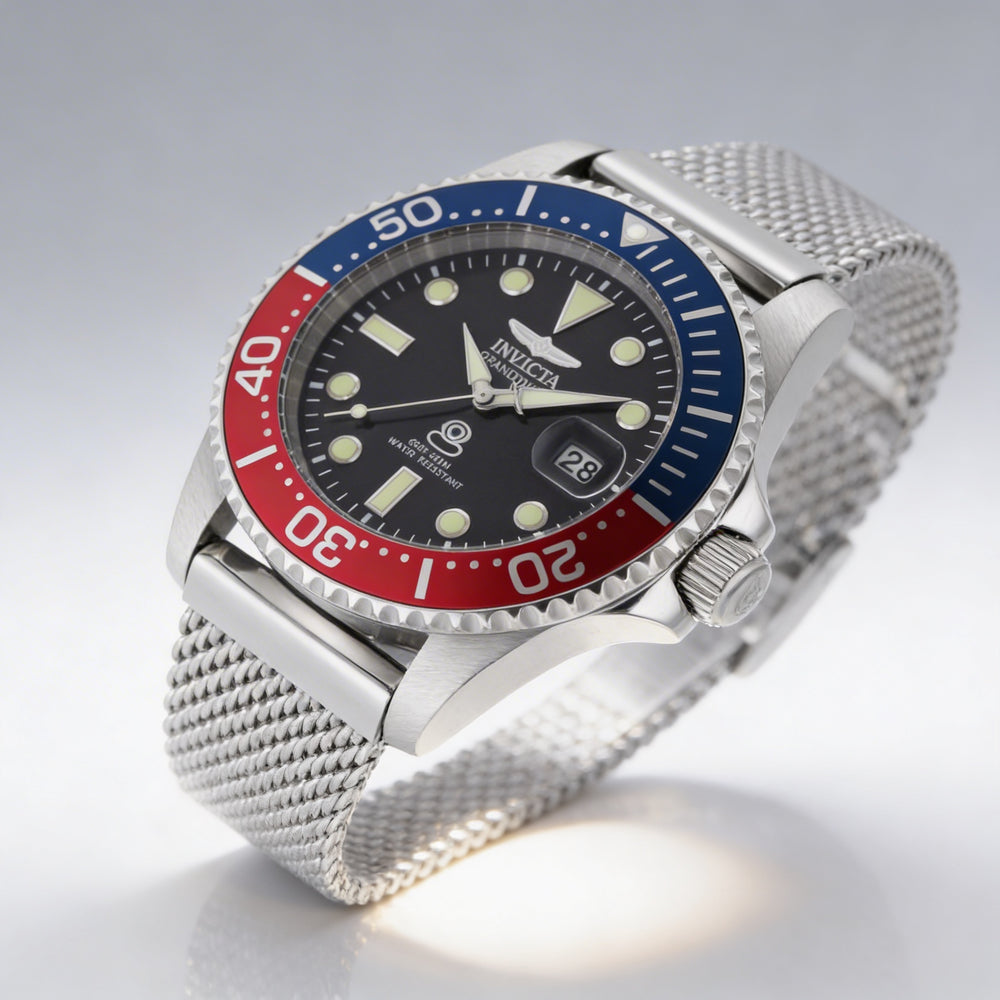 Invicta Pro Diver 48215 Unisex Silver Stainless Steel Case Black Dial Quartz 20 Bar Water Resistant 42mm Watch