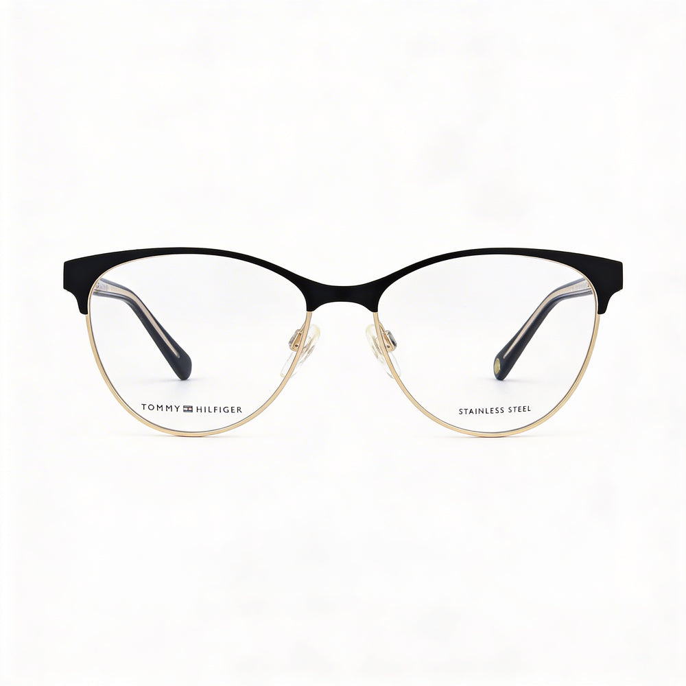 Tommy Hilfiger TH 1886 Gafas de Mujer con Montura de Acero Inoxidable, Acabado Negro Mate Dorado, 54mm