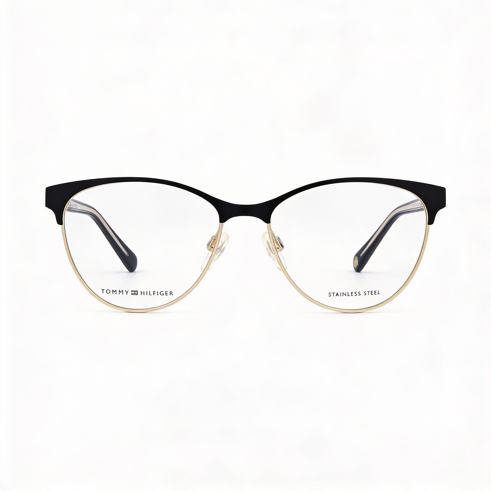 Tommy Hilfiger TH 1886 Gafas de Mujer con Montura de Acero Inoxidable, Acabado Negro Mate Dorado, 54mm, Photo 2