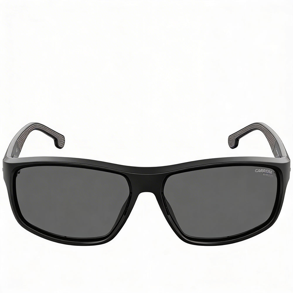 Gafas de sol Carrera 8038/S para hombre, montura de poliamida negra y gris, lentes negras no polarizadas con protección UV, 61 mm