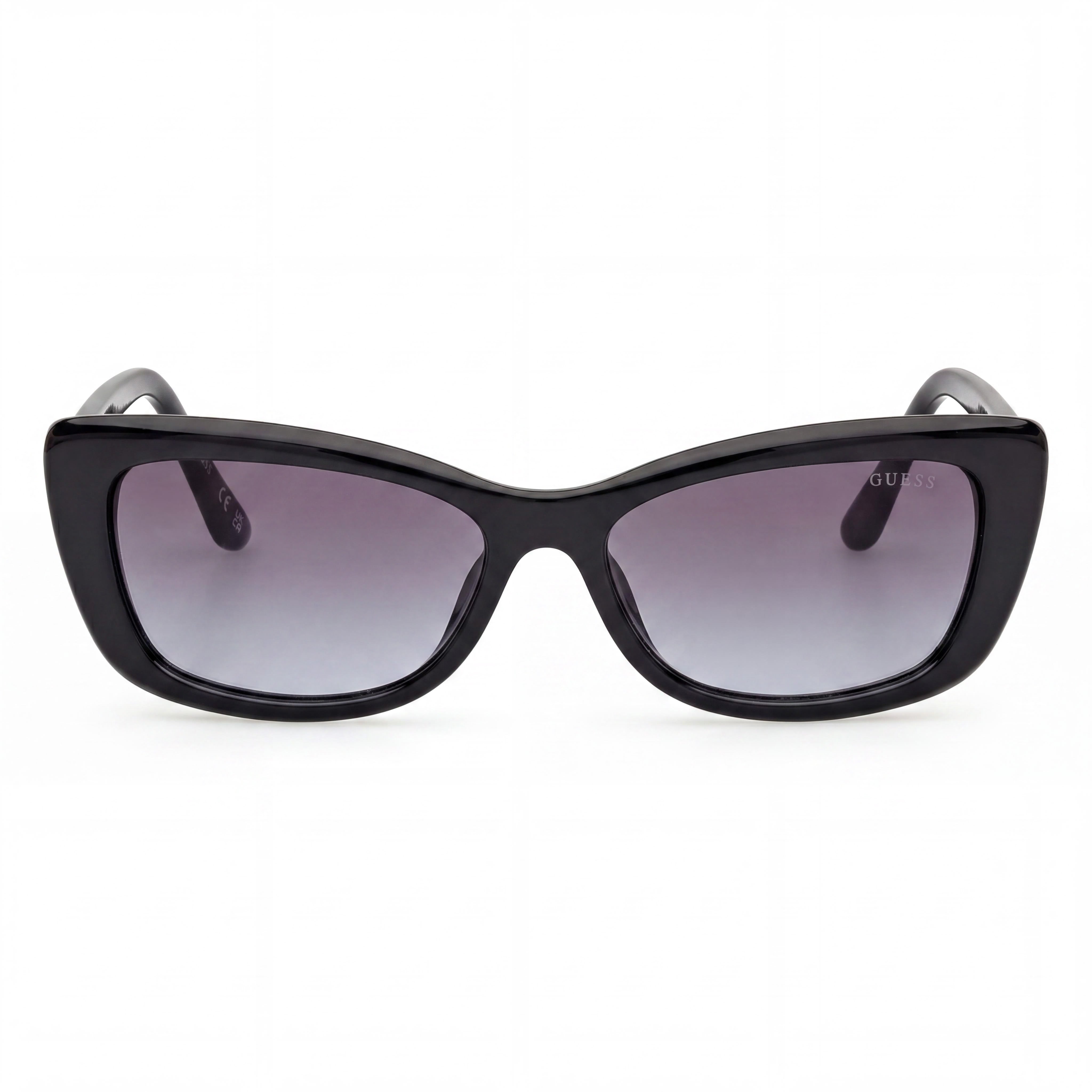 GUESS Women's Cat-eye Style Full Rim Plastic Frame Sunglasses Black Gradient Smoke UV Protected Lens Width 55mm, Photo 2