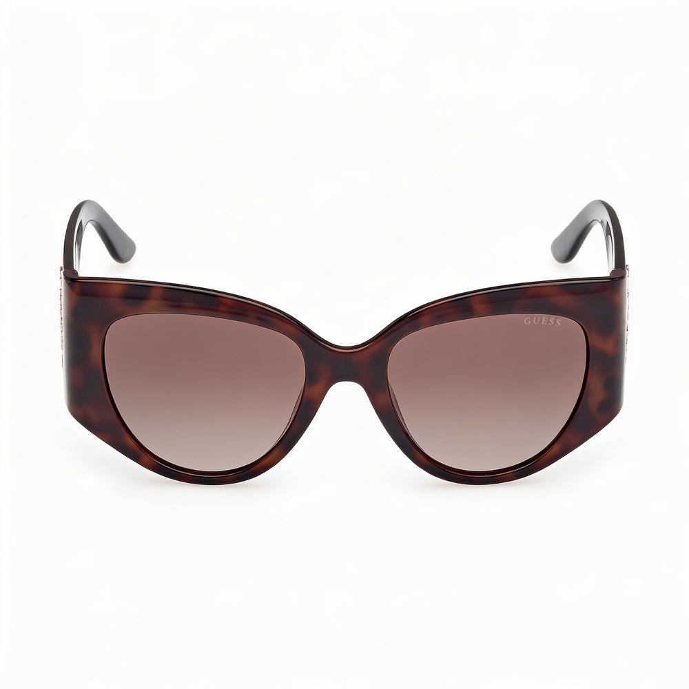 GUESS Casual Women's Dark Havana Plastic Frame Gradient Brown Lens Sunglasses with UV 400 Protection 54mm