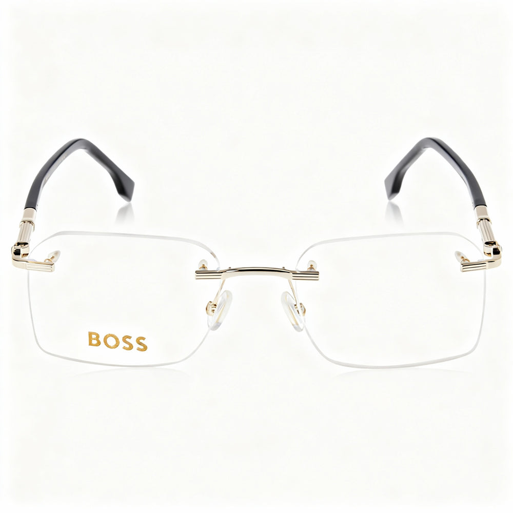Colección de gafas Hugo Boss: Boss 1551/a, gafas ópticas con montura de metal negro y dorado para hombre, ancho de lente de 54 mm