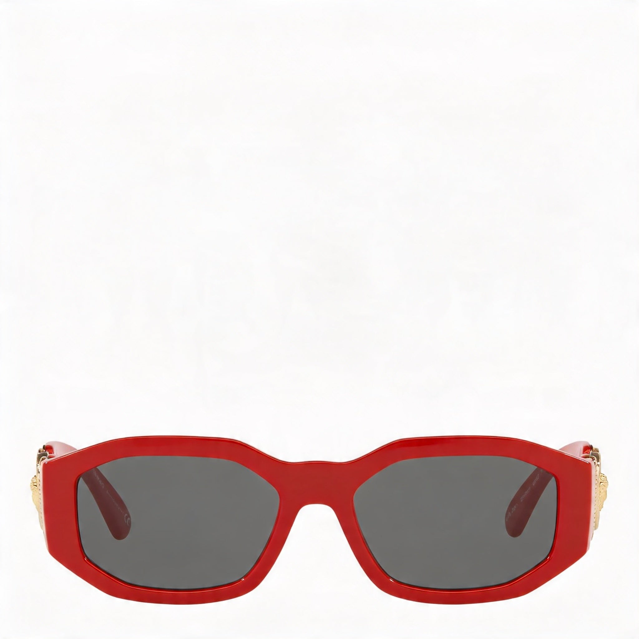 Versace Geometric Style Unisex Sunglasses with Red Grey Propionate Frame and Dark Grey Polycarbonate Lenses 53mm, Photo 2
