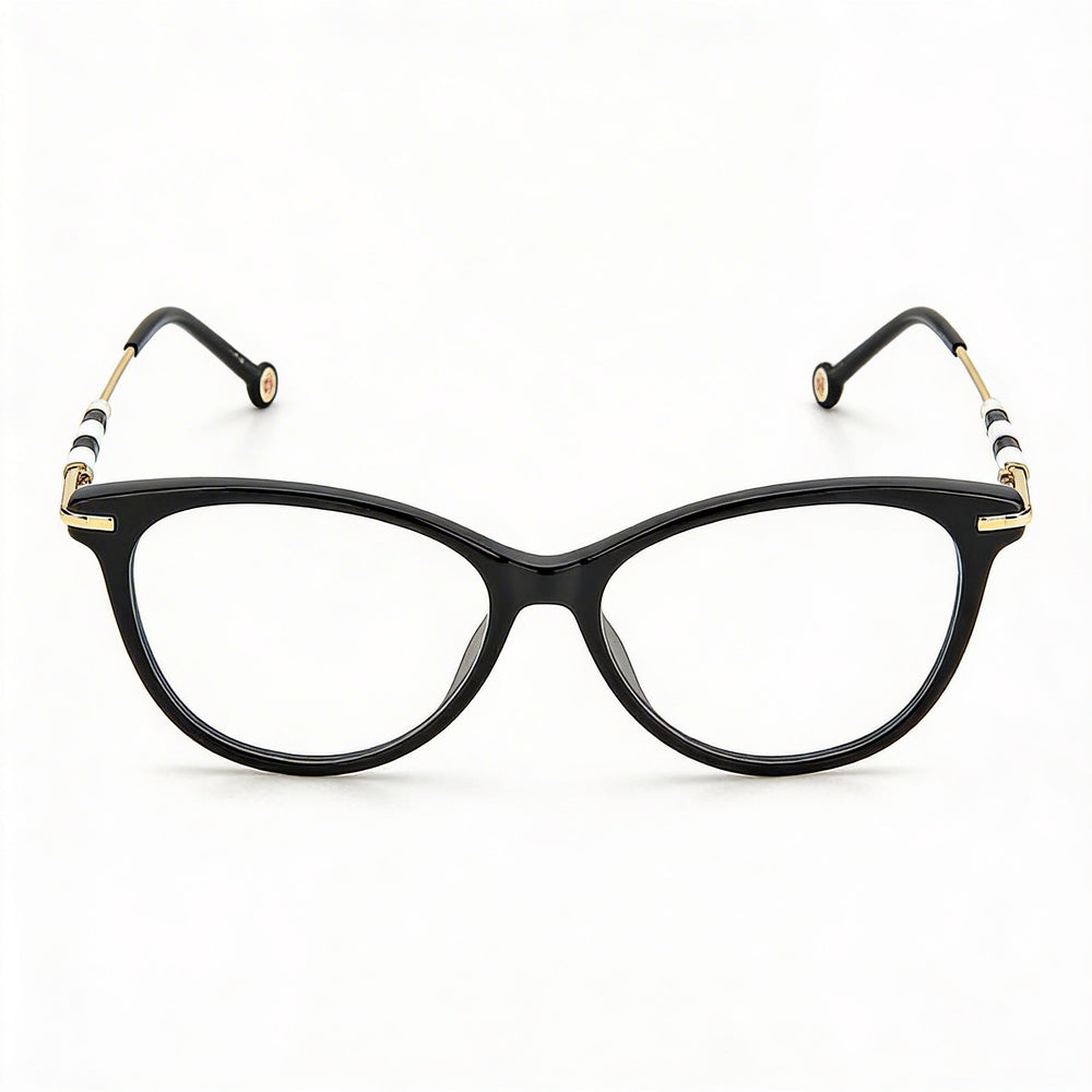 Carolina Herrera CH-0043 Black Cat Eye Eyeglasses for Women, 55mm