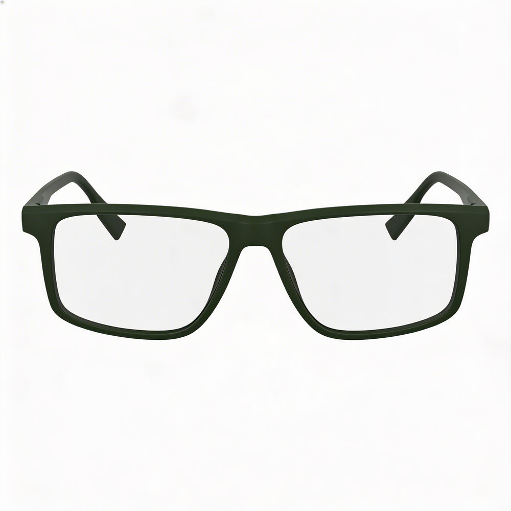 Gafas Lacoste L2959 para hombre, color verde mate, con lentes de policarbonato transparente y ancho de 55 mm.