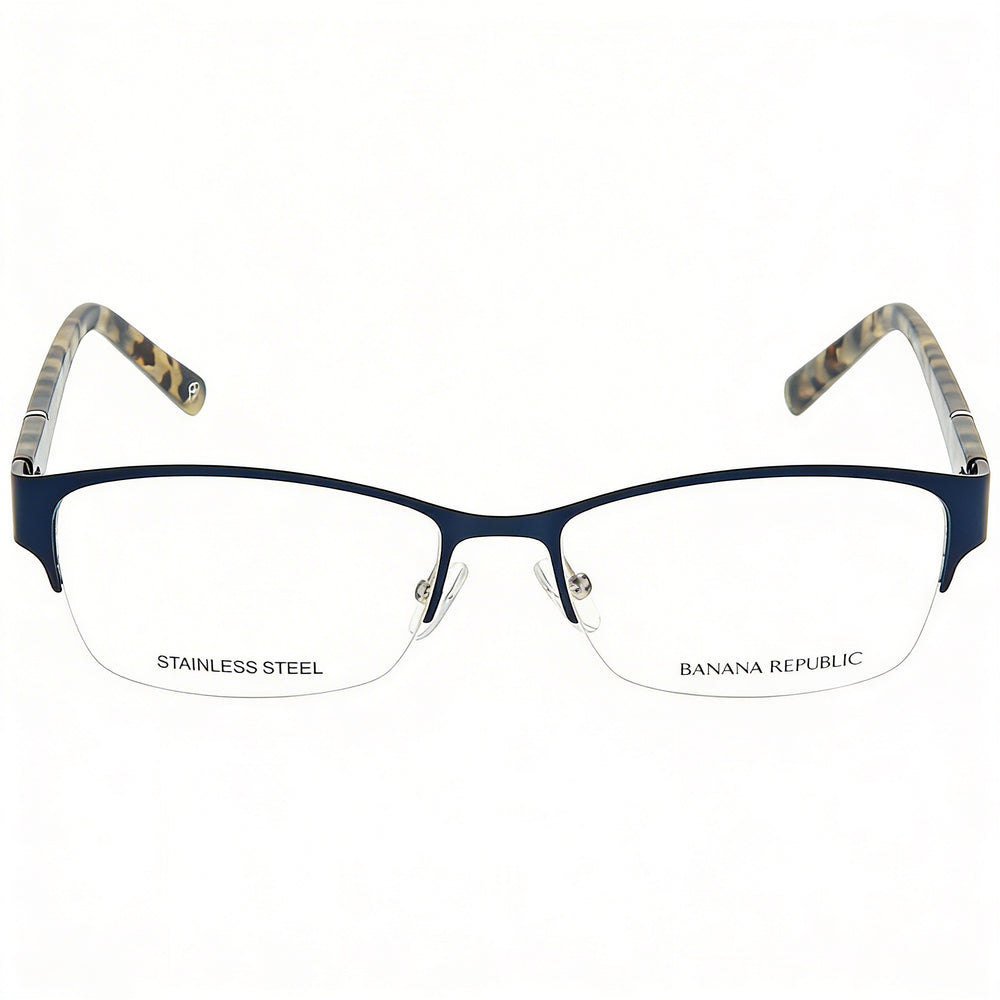 BANANA REPUBLIC Gafas Jordyn unisex de metal rectangulares semial aire azul claro marino con lentes de demostración 52-16-130