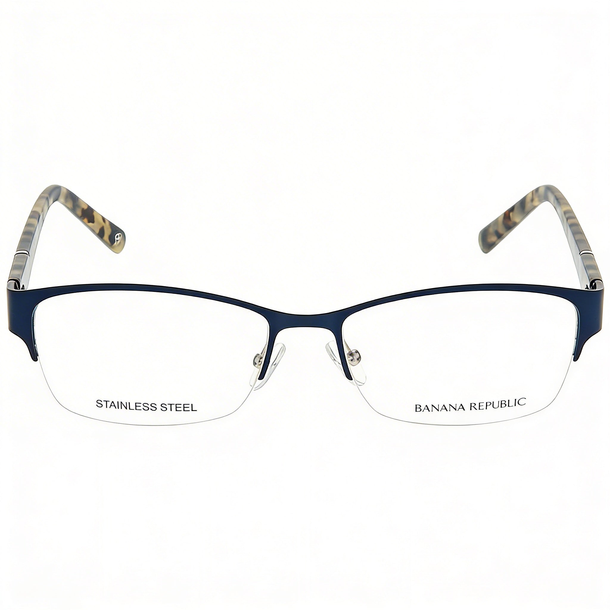 BANANA REPUBLIC Gafas Jordyn unisex de metal rectangulares semial aire azul claro marino con lentes de demostración 52-16-130, Photo 2