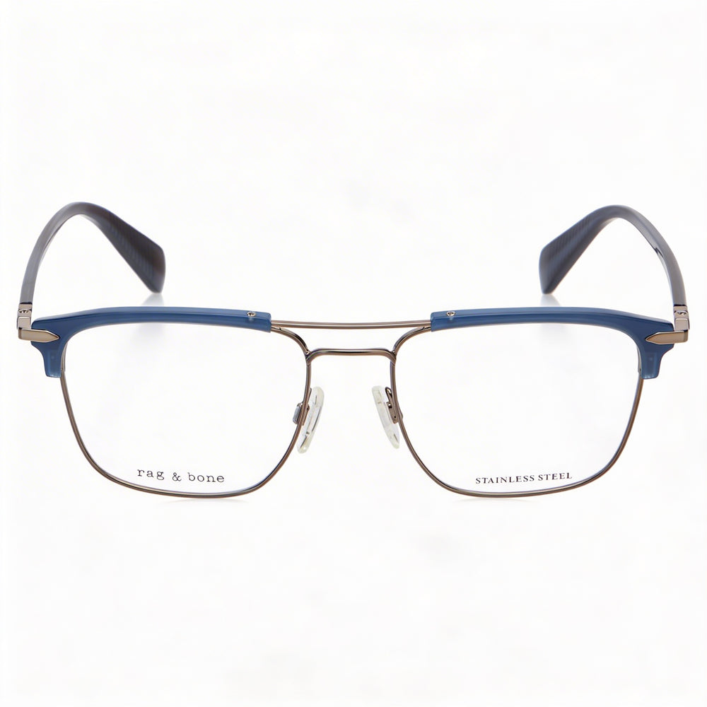 Gafas modernas para mujer Rag & Bone con montura de acero aleado en negro, 54 mm de ancho de lente