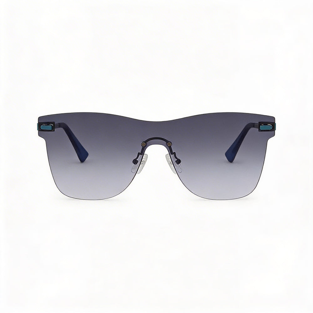 GUESS Gf0186 Men's Matte Blue Gradient Plastic Shield Rimless Sunglasses, Grey Gradient Lenses, 50mm, UV Protection