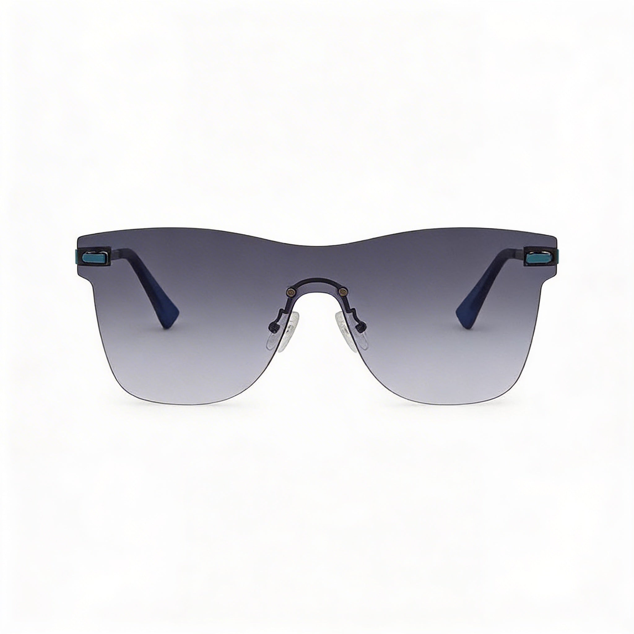 GUESS Gf0186 Men's Matte Blue Gradient Plastic Shield Rimless Sunglasses, Grey Gradient Lenses, 50mm, UV Protection, Photo 1