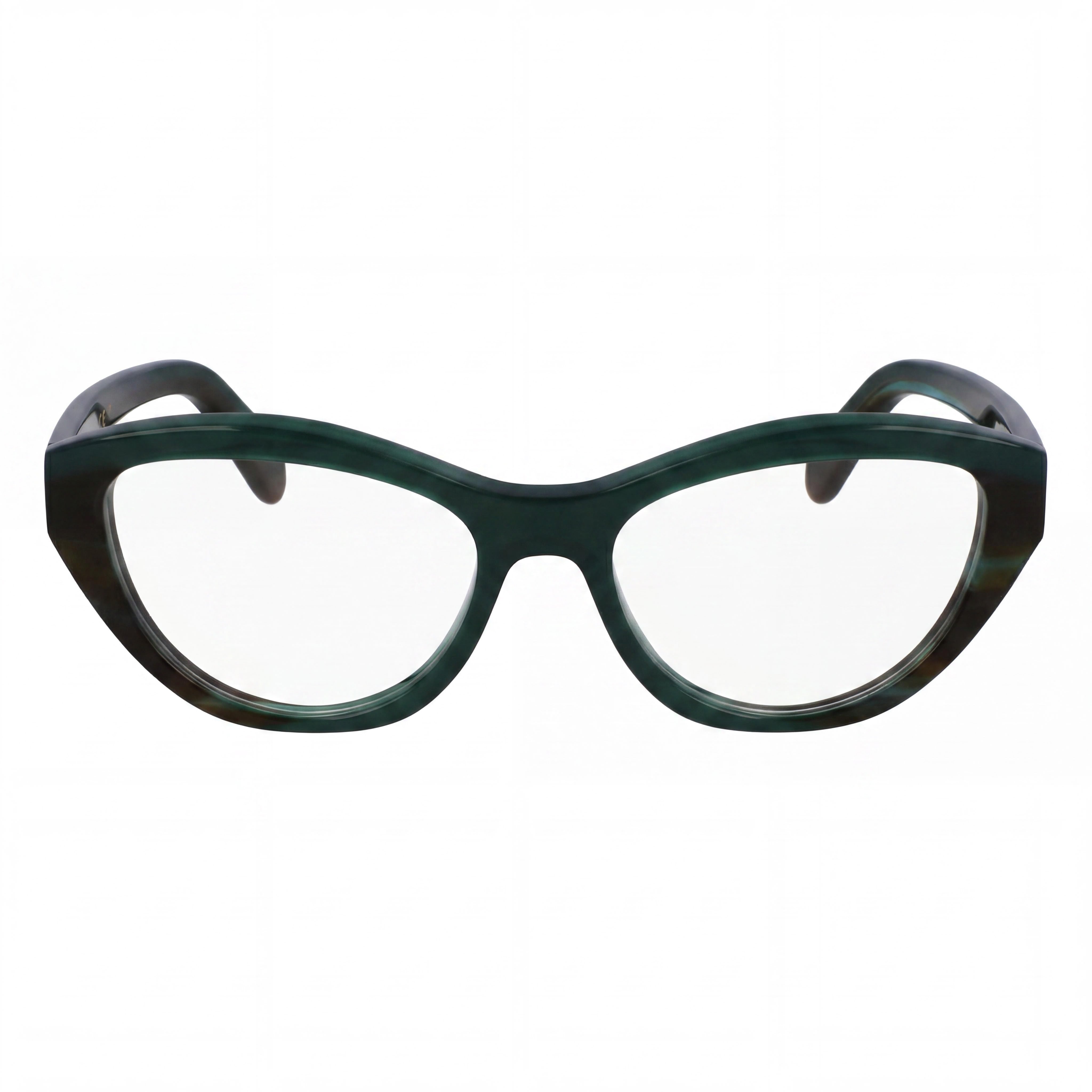 Gafas Ferragamo Sf3011 para mujer de acetato verde opalino a rayas verdes y policarbonato transparente de 53 mm, Photo 2