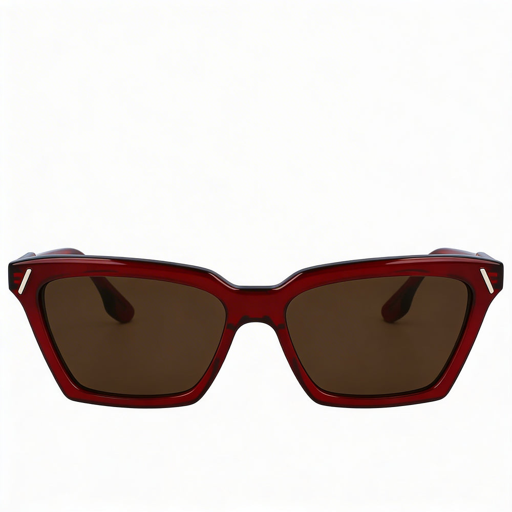 Victoria Beckham Vb661s Unisex Red Rectangular Acetate Frame Sunglasses with 100% UV Protection and Non-Polarized Polycarbonate Lenses 57mm