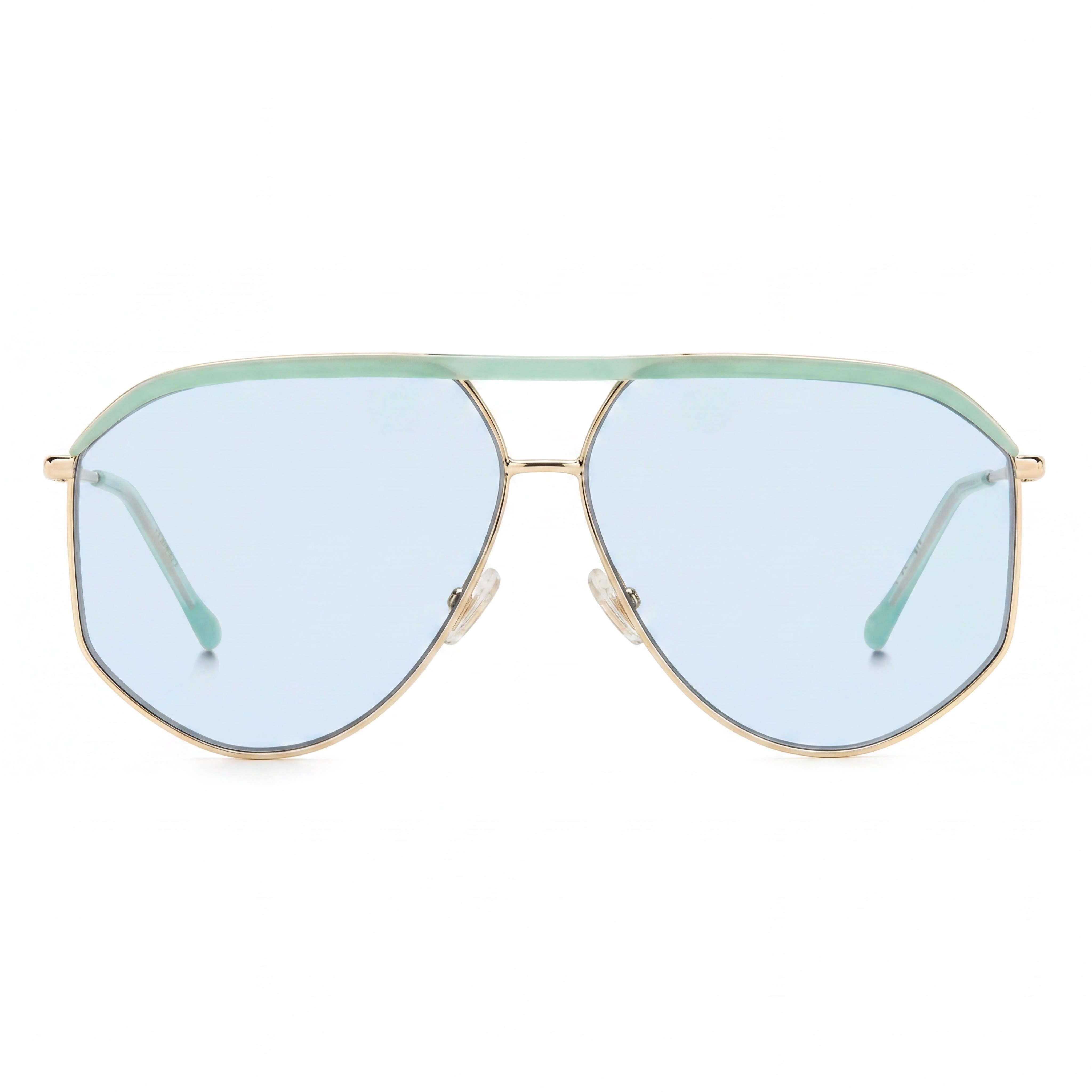 Gafas de sol Isabel Marant para mujer, de metal fino y atrevido, montura de metal verde dorado, lentes de policarbonato con protección UV de 64 mm, Photo 2