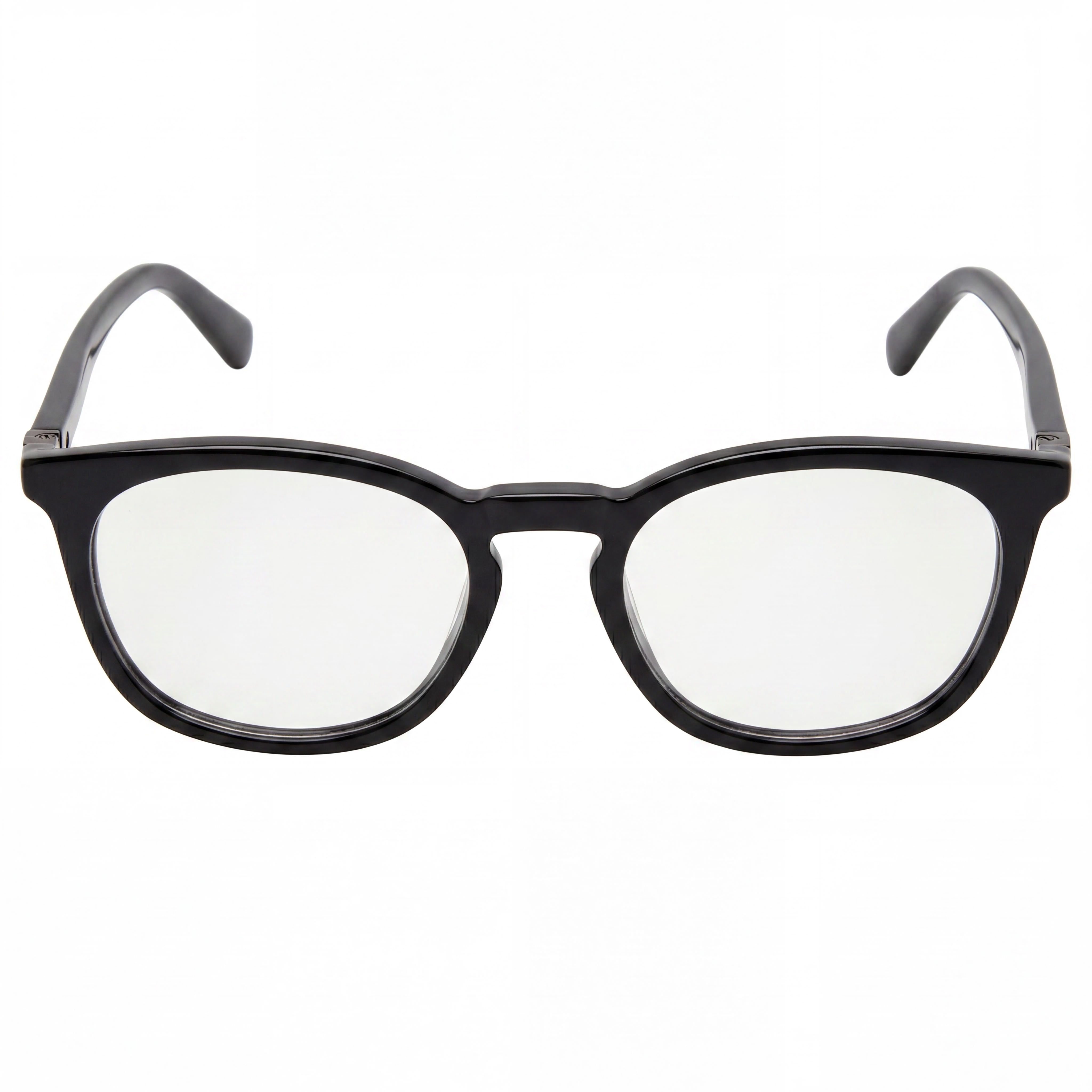 GUESS GU50053 Men's Round Full-Rim Pantographed Plastic Eyeglasses with Clear Demo Lenses, Shiny Black 51mm, Photo 2