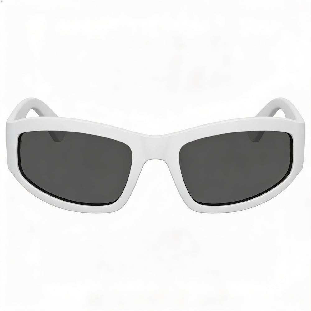 Moschino Casual Men's Matte White POLYAMIDE INJ-GRIL. Grey Non-Polarized Sunglasses 60-21-130