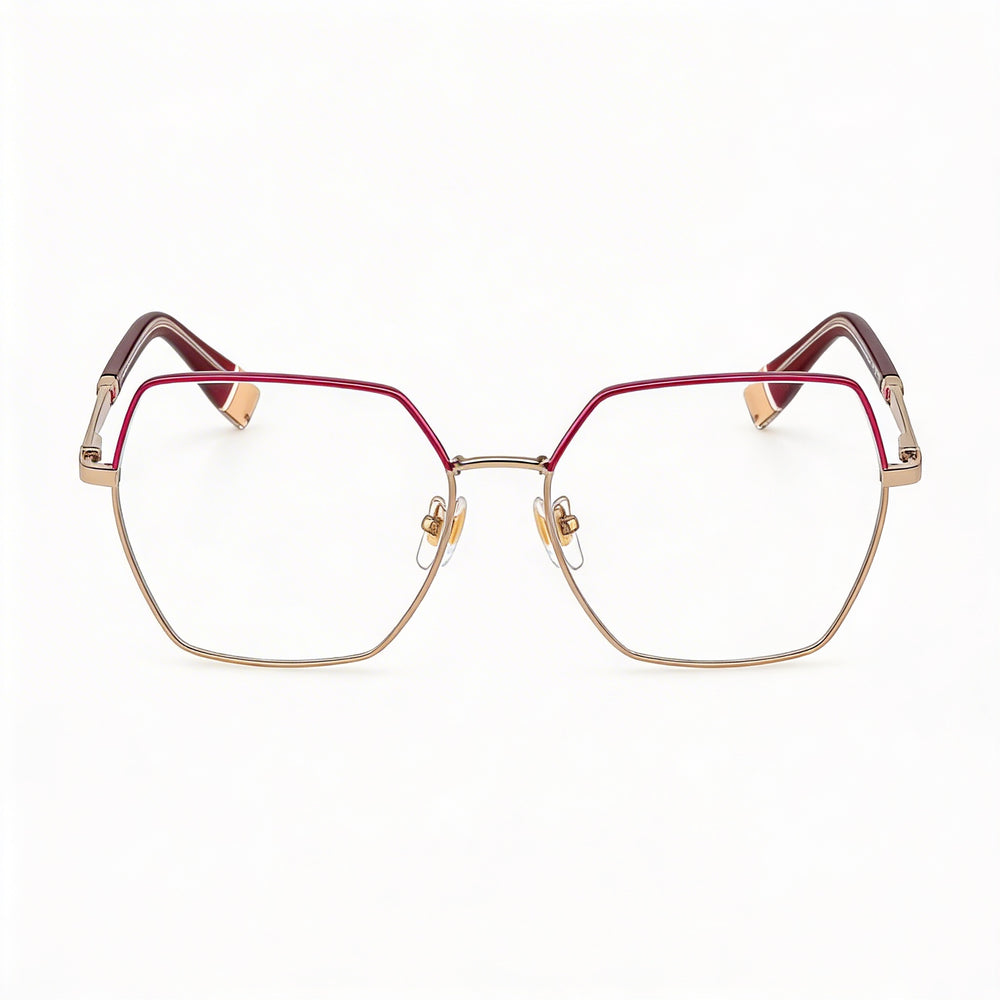 Furla Women's Casual Metal Sunglasses, Oro Rosso C/Parti Fuxia Pieno Lucido, Transparent Lens, 55mm