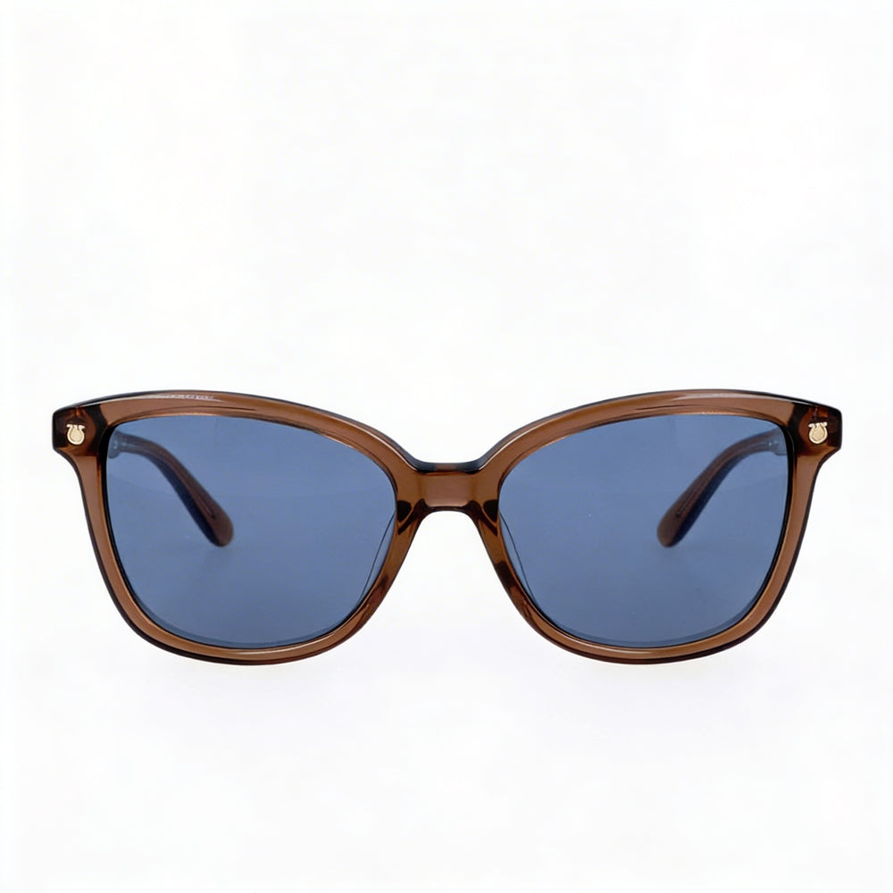 Gafas de sol Salvatore Ferragamo contemporáneas de acetato marrón para mujer, lentes UV azules, 56 mm