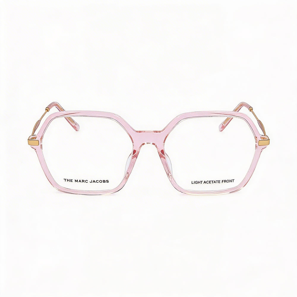 Marc Jacobs Marc 615 Gafas modernas para mujer con montura de acetato rosa y lentes de policarbonato rosa, tamaño 56-17-145 mm