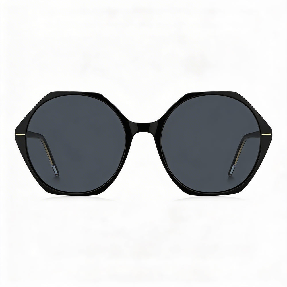 HUGO BOSS Light & Minimal Unisex Black Crystal Grey Acetate Non-Polarized Lens Sunglasses 56mm