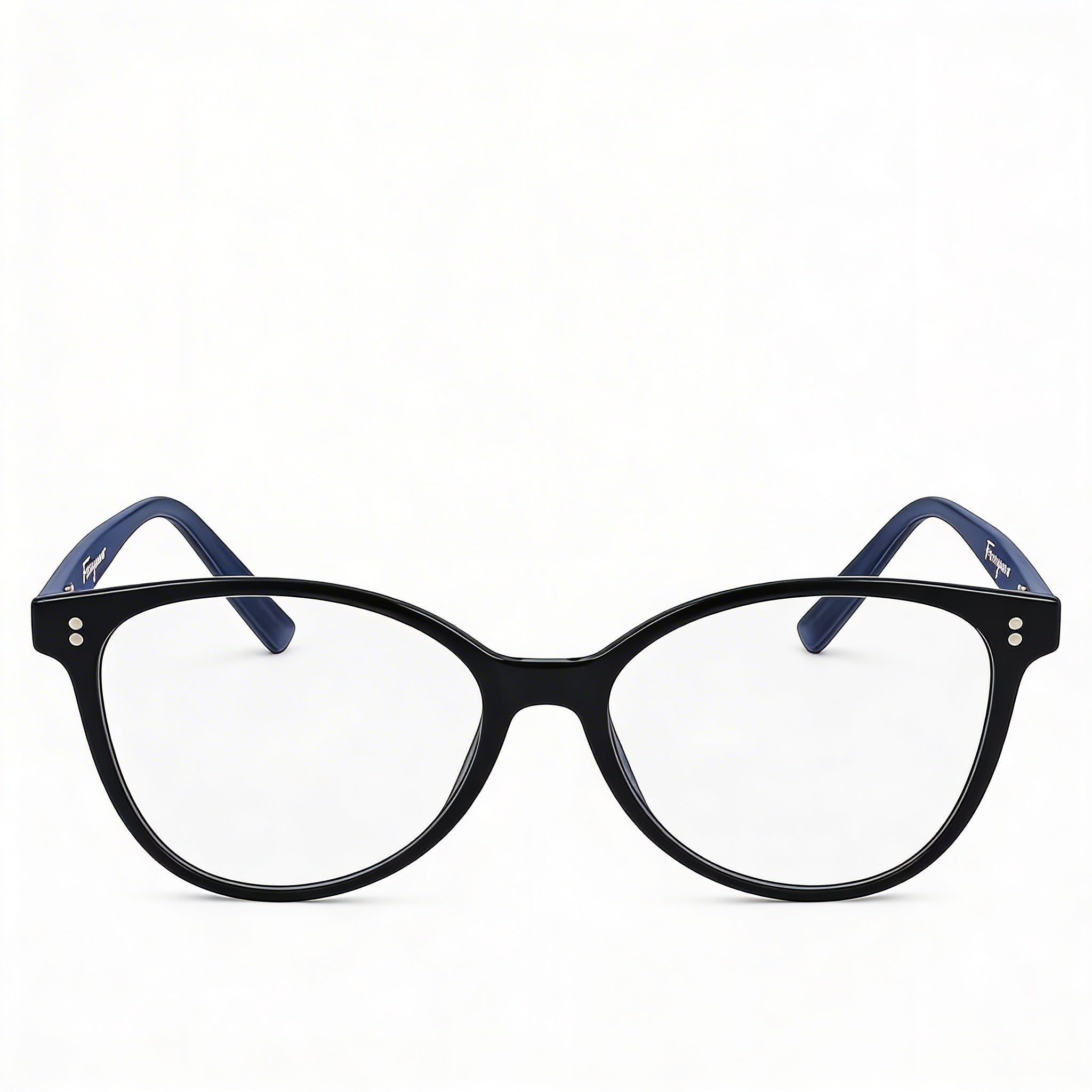 Gafas de plástico Ferragamo Modern Cat Eye para mujer, montura completa, 54 mm, color negro/gris mármol, Photo 2