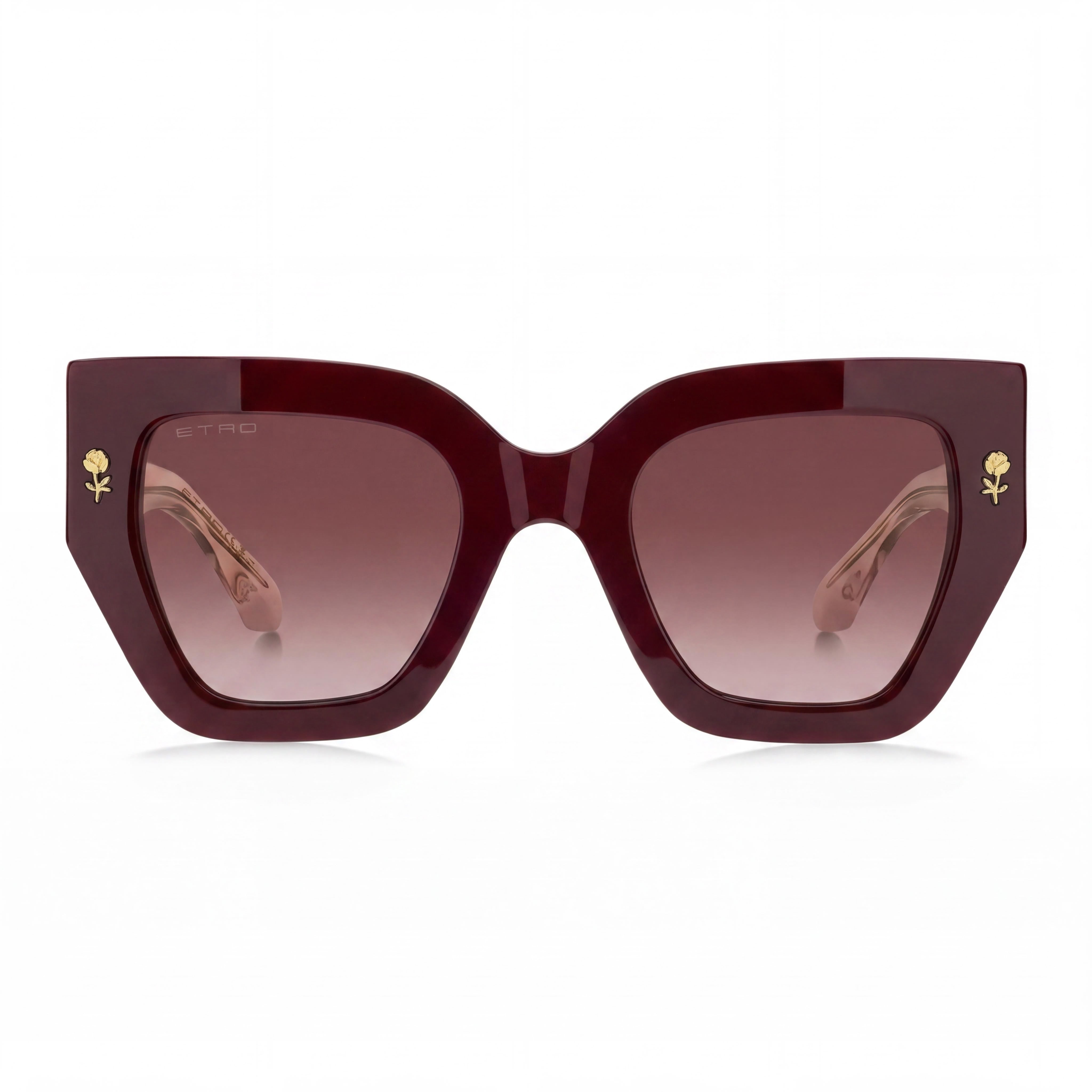 Gafas de sol casual Etro de acetato para mujer, montura burdeos, lentes no polarizadas de doble tono rosa, 50 mm, Photo 2