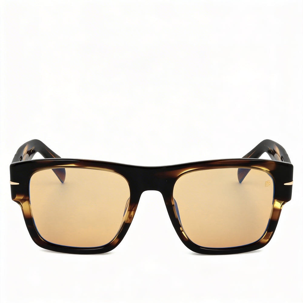 David Beckham Db 7000/S Bold Men's Rectangular Striped Brown Gold Acetate UV Protection Sunglasses 52mm
